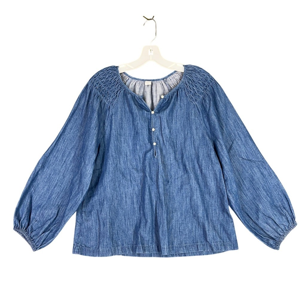 Old Navy Top Womens S Denim Button‎ Front Blouse Relaxed Fit Everyday Classic